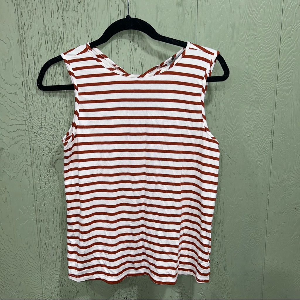 Nwt Green Envelope, Brown, And White Striped Tank Top With Tie Back Xs